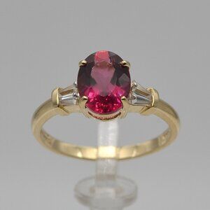 Synthetic Pink & White Sapphire in 10K Yellow Gold